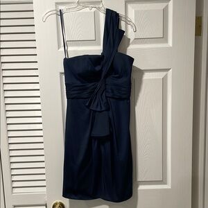 Elegant Navy Blue One-Shoulder Dress